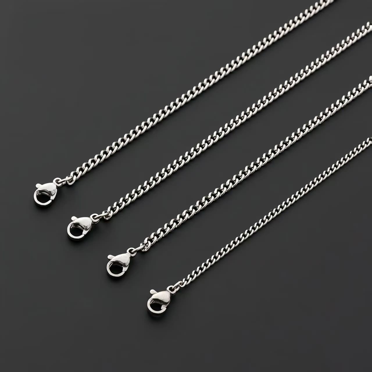 6 3mm Simple Thin Curb Chain Necklace for Men Women