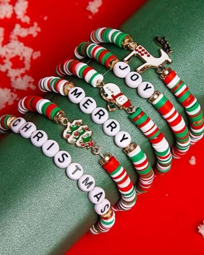 6 Pack Stretch Christmas Bracelets Bangles for Adults Teens