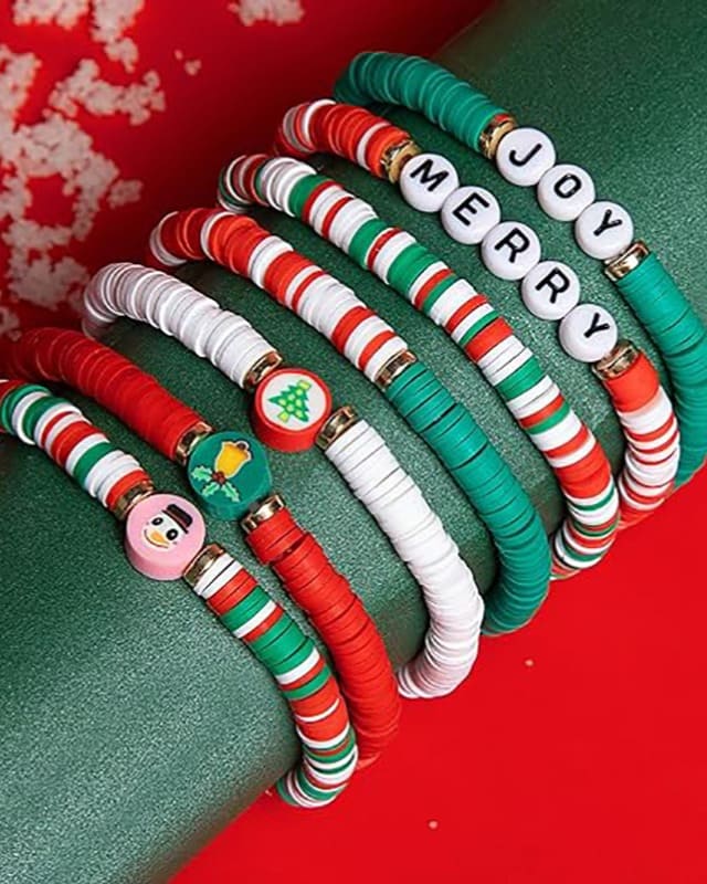 6 Pack Stretch Christmas Bracelets Bangles for Adults Teens