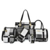 6PCS Plaid Pattern Bag Set black