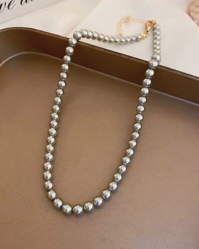 High-Quality Grey Tahitian Pearl Necklace Minimalist