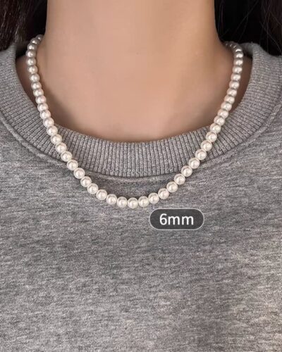 Minimalist 8MM White Pearl Necklace Stackable