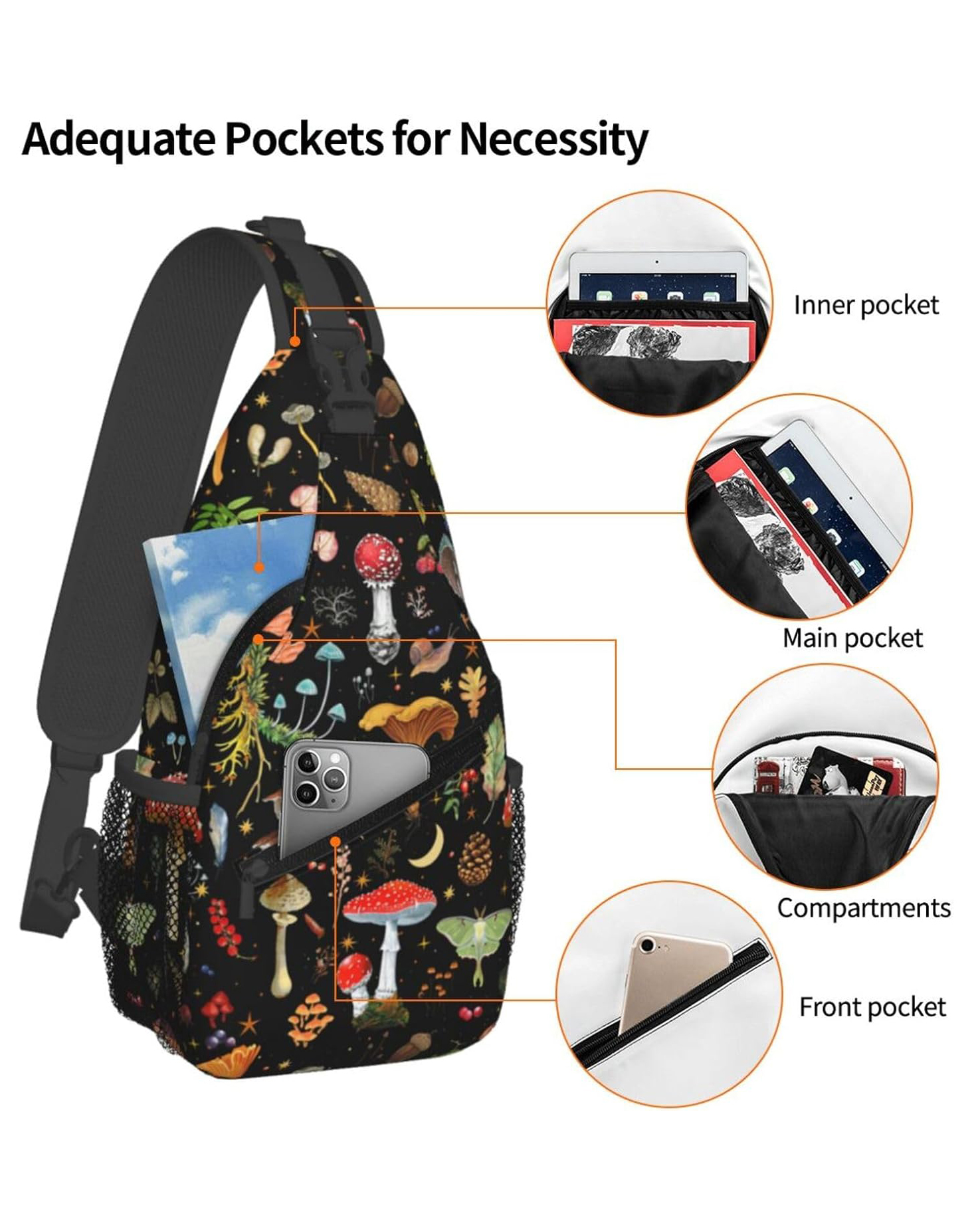 Designer Crossbody Sling Bag For Ladies Vintage Mushroom Backpack - Afbeelding 6