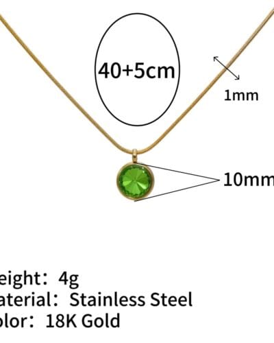 Delicate 18K Gold Plated Family Birthstone Necklace Pendant