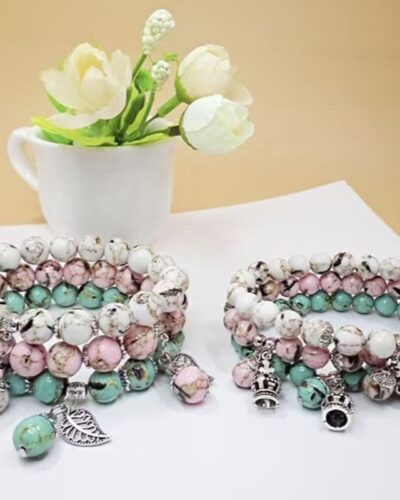 8MM Bohemian Turquoise Beaded Bracelet with Charm Wholesale