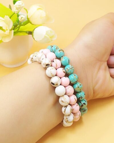 8MM Bohemian Turquoise Beaded Bracelet with Charm Wholesale