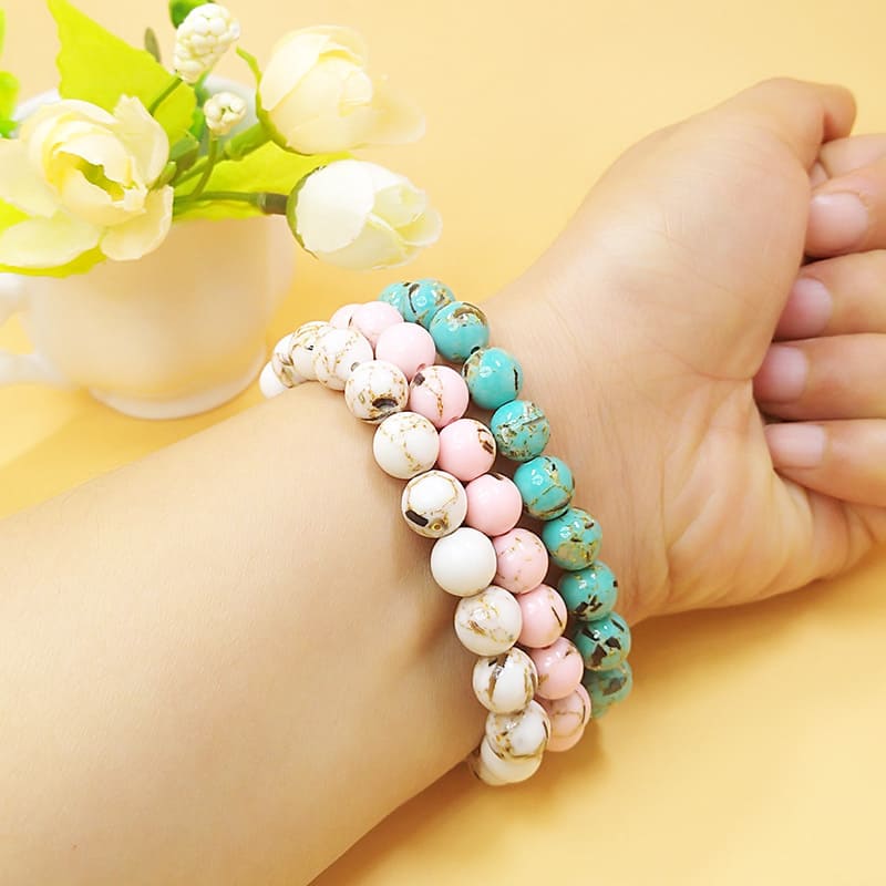8MM Bohemian Turquoise Beaded Bracelet with Charm Wholesale