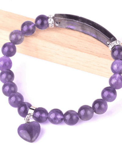 8MM Healing Crystal Heart Charm Bracelet Bulk
