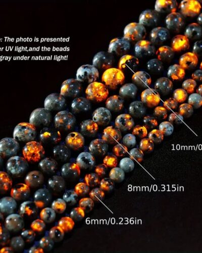 8MM Natural Flame Stone Yooperlite Beads Bulk