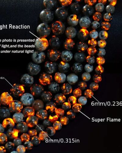 8MM Natural Flame Stone Yooperlite Beads Bulk