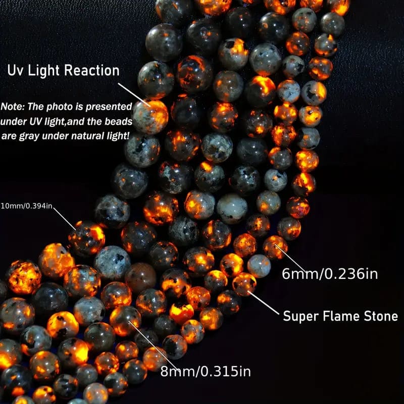 8MM Natural Flame Stone Yooperlite Beads Bulk