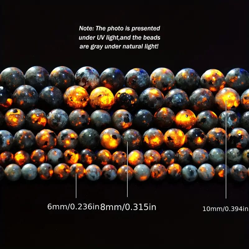 8MM Natural Flame Stone Yooperlite Beads Bulk