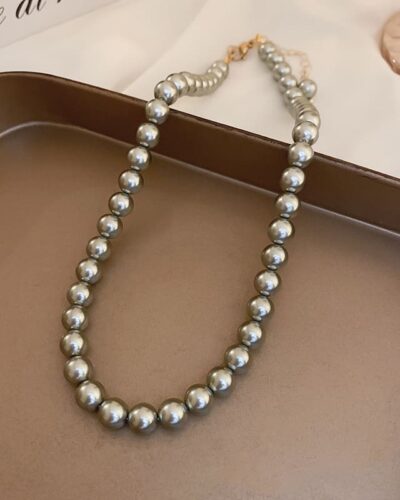 High-Quality Grey Tahitian Pearl Necklace Minimalist