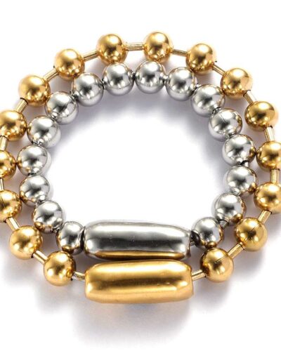 8mm Unisex Mirror Polished Stainless Steel Beaded Bracelet