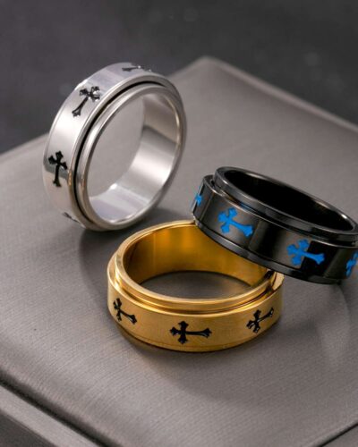 Alternativní pohled na 8mm Unisex Stainless Steel Cross Spinner Ring
