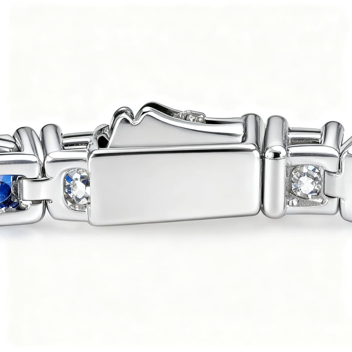 925 Sterling Silver 3mm Moissanite Diamond and Sapphire Tennis Bracelet 11