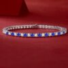 925 Sterling Silver 3mm Moissanite Diamond and Sapphire Tennis Bracelet