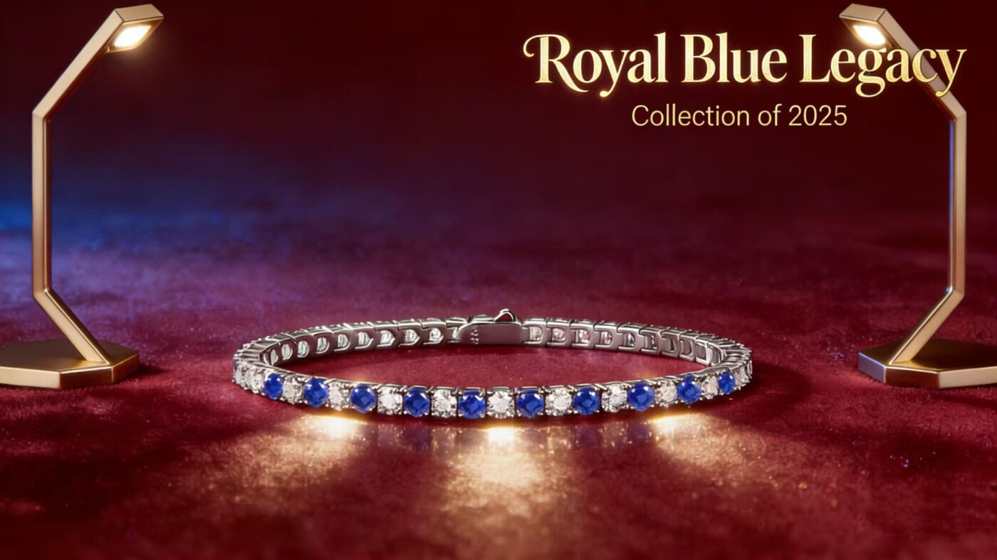 925 Sterling Silver 3mm Moissanite Diamond and Sapphire Tennis Bracelet 8