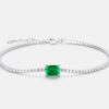 925 Sterling Silver Baguette Lab Created Emerald Tennis Bracelets