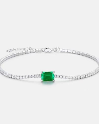 925 Sterling Silver Baguette Lab Created Emerald Tennis Bracelets