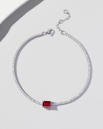 925 Sterling Silver Baguette Lab Created Emerald Tennis Bracelets