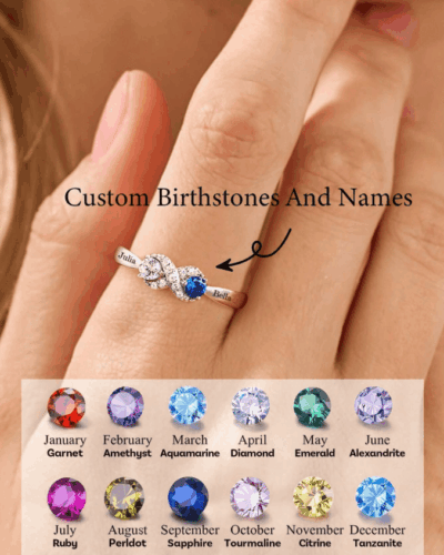 925 Sterling Silver Custom Two Stone Ring Birthday Gift for Women 2 1