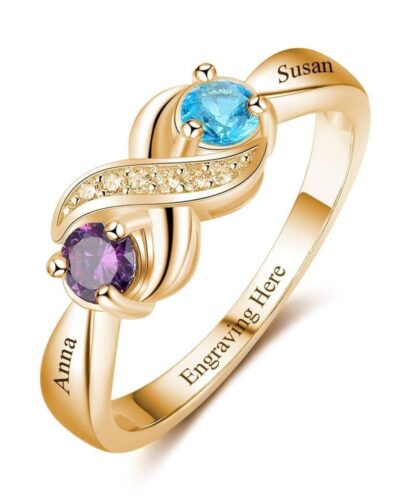 925 Sterling Silver Custom Two Stone Ring Birthday Gift for Women