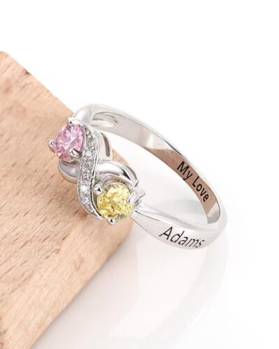 925 Sterling Silver Custom Two Stone Ring Birthday Gift for Women
