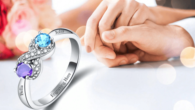 925 Sterling Silver Custom Two Stone Ring Birthday Gift for Women