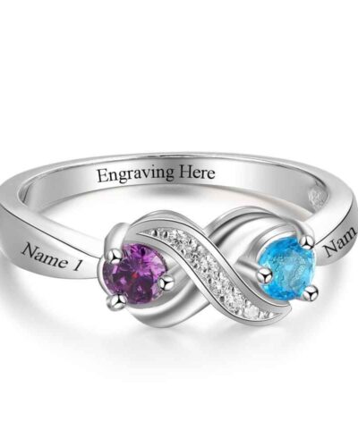 925 Sterling Silver Custom Two Stone Ring Birthday Gift for Women 6