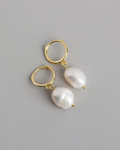 925 Sterling Silver Elegant Baroque Pearl Drop Earrings