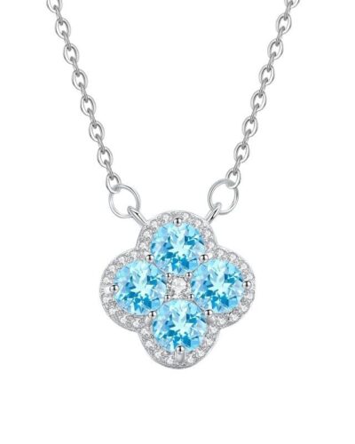 925 Sterling Silver Four-Leaf Clover Peridot Pendant Necklace