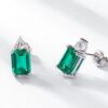 925 Sterling Silver Lab Grown May Emerald Green Stud Earrings