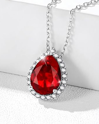 925 Sterling Silver Pear Birthstone Necklace for mom Birthday Gift