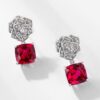 925 Sterling Silver Rose Ruby Dangle Earrings July Birthstone
