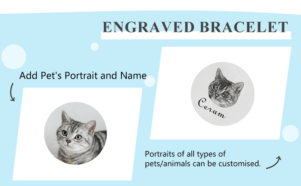 Pet Photo Adjustable Personalized Bracelets for Couples