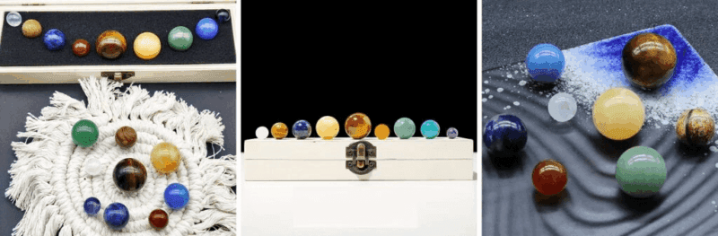 9Pcs Planet Gemstones Crystal Box Specimen Set Bulk 3