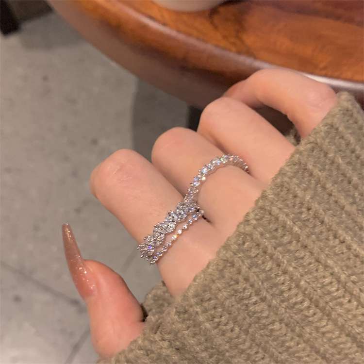 Adjustable Fashion Copper Ring with Zircon - Görüntü 4