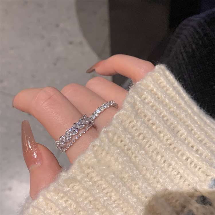 Adjustable Fashion Copper Ring with Zircon - Görüntü 5