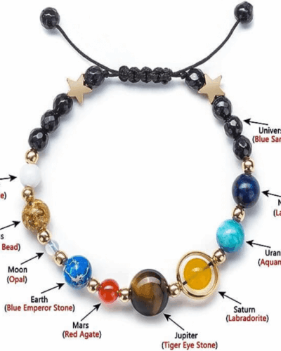 Adjustable Gemstone Solar System Bead Bracelet Unisex