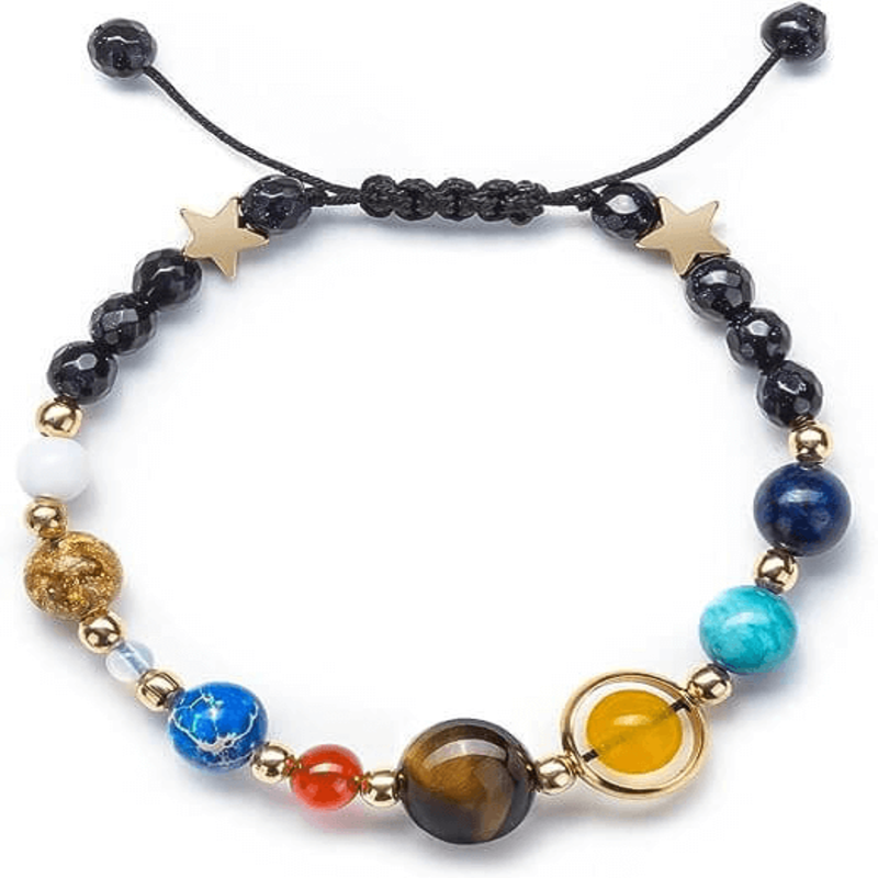 Adjustable Gemstone Solar System Bead Bracelet Unisex