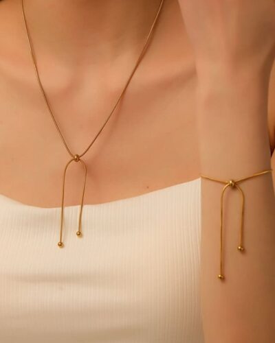 Adjustable Gold Stainless Steel Necklace Chain Bracelet