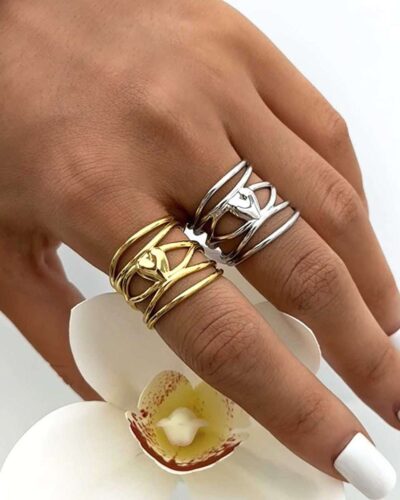 Adjustable Heart Shaped Filigree Fashion Ring