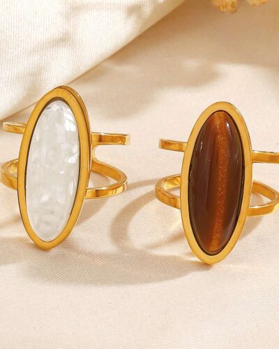 Alternativní pohled na Affordable Luxury Tiger's Eye Stainless Steel Oval Ring