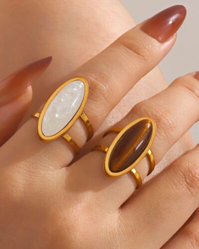 Affordable Luxury Tiger's Eye Stainless Steel Oval Ring