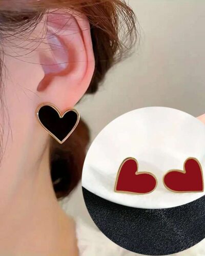 Alloy Black Heart Earring Wholesale