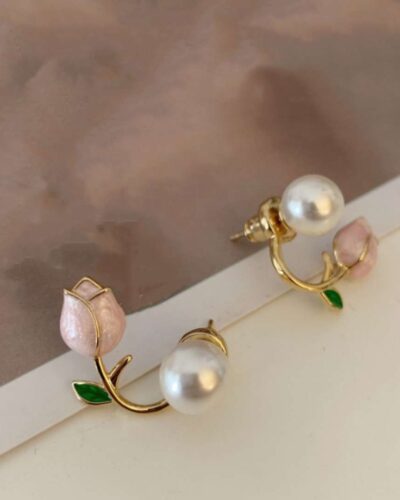 Alloy Vintage Rhinestone Earrings with Flower Design