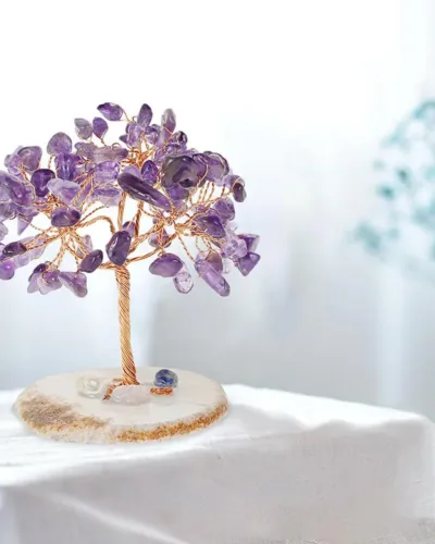 Amethyst Copper Wire Wrapped Crystal Tree Ornaments