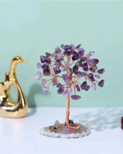 Amethyst Copper Wire Wrapped Crystal Tree Ornaments