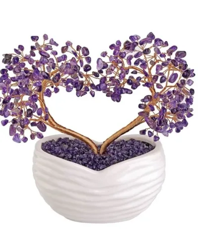 Crushed Stones Heart Amethyst Crystal Trees Bulk